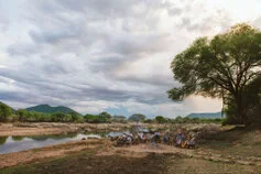 Ospiti lungo il Great Ruaha River durante un safari fotografico nel Parco Nazionale di Ruaha