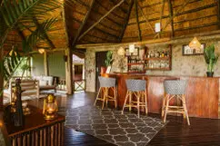 Bar and lounge interior at Katavi Wildlife Camp in Western Tanzania