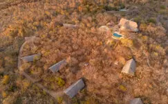 Katavi Wildlife Camp tents surrounded by dry woodland and wilderness in Katavi National Park